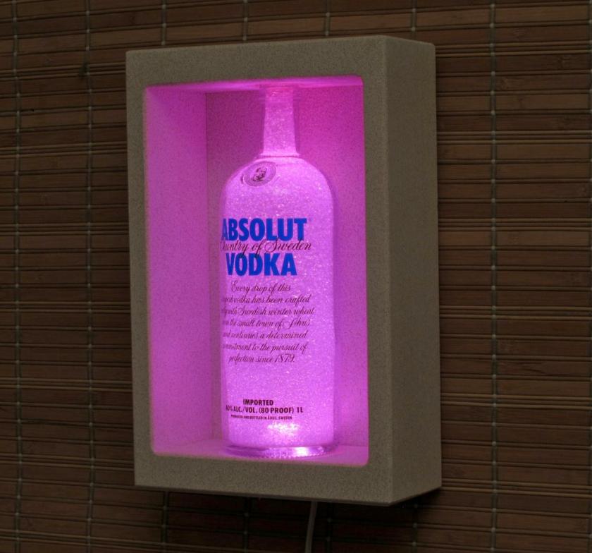 Lightings | Absolut Vodka Shadowbox Sconce Color Changing Liquor Bottle Lamp Bar Light Led Remote Controlled Eco Friendly Led Housewares Lightings