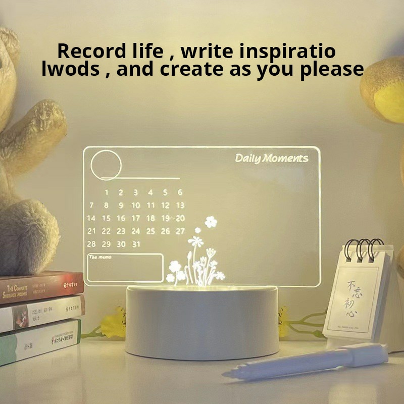 Lightings | Acrylic Transparent Luminous Calendar Note Board Erasable Ins Message Board Household Memo Prompt Desktop Small Table Lamp Housewares Lightings