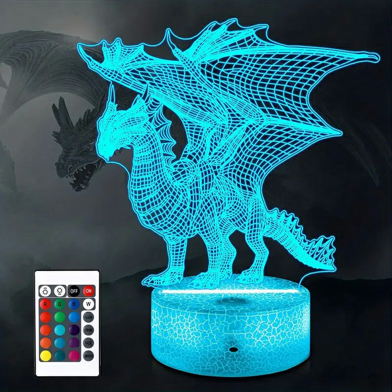 Lightings | Ammonite Dragon Lamp 3D Dragon Night Light Toy,16 Colors With Remote Control Room Decor As A Christmas Birthday Gifts For Boys Girls Housewares 16 Colors Ammonite Dragon Night Light