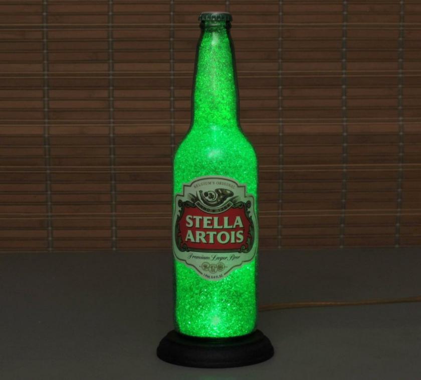 Lightings | Big 24Oz Stella Artois Beer Bottle Lamp Bar Light Video Demo Intense Sparkle And Glow / Diamond Like Glass Crystals On Inside Surface Housewares Lightings