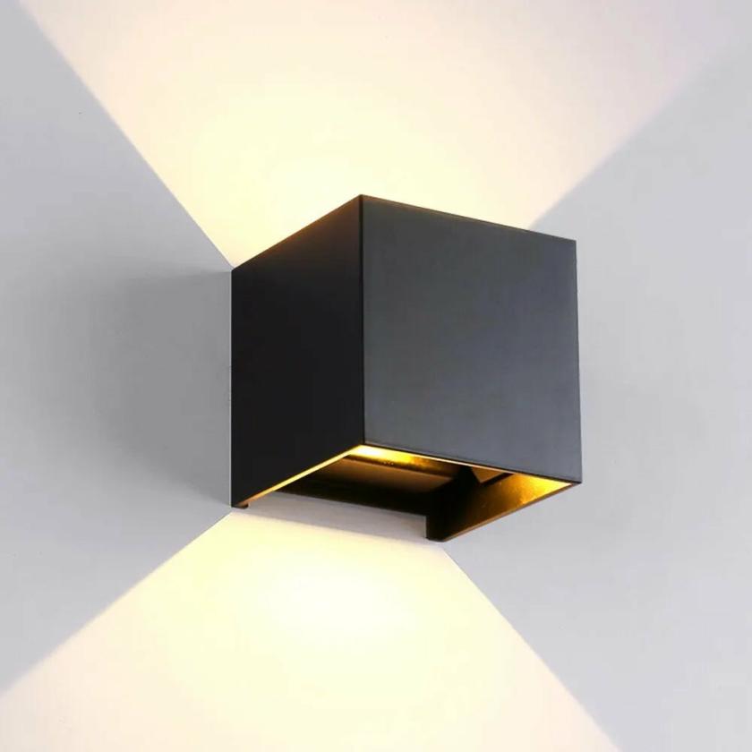 Lightings | Modern Black Led Cube Wall Sconce Light Housewares 2 Pack