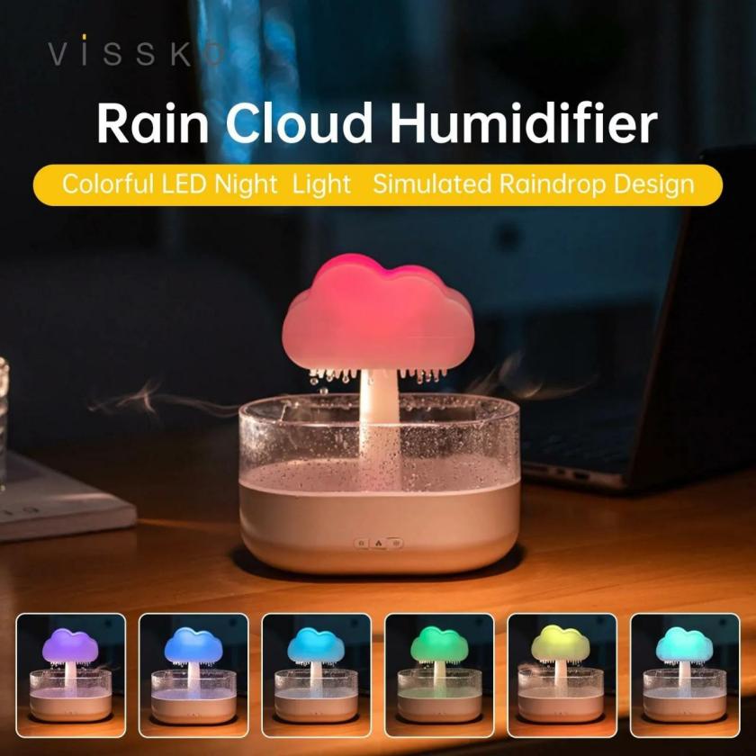 Lightings | Rain Cloud Humidifier With Colorful Led Night Light Housewares Black