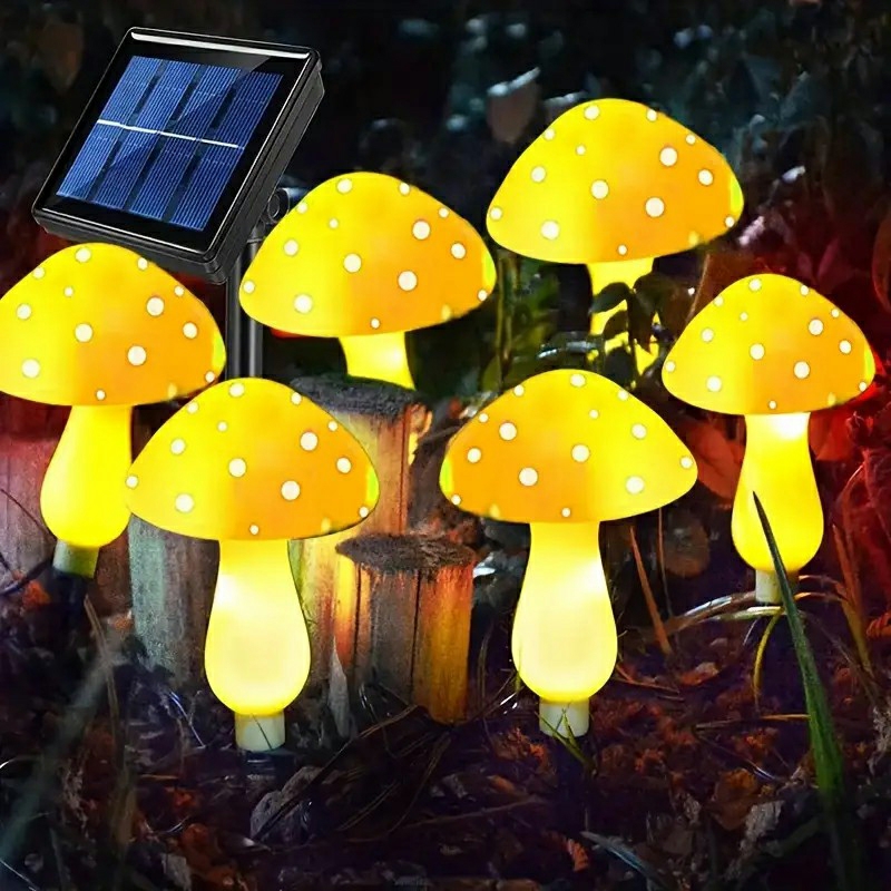 Lightings | Solar Mushroom Light Outdoor Decoration, 8 Modes Waterproof Mushroom Solar Light 6 In 1 Garden Path Landscaped Patio Easter Path Decoration Housewares Lightings