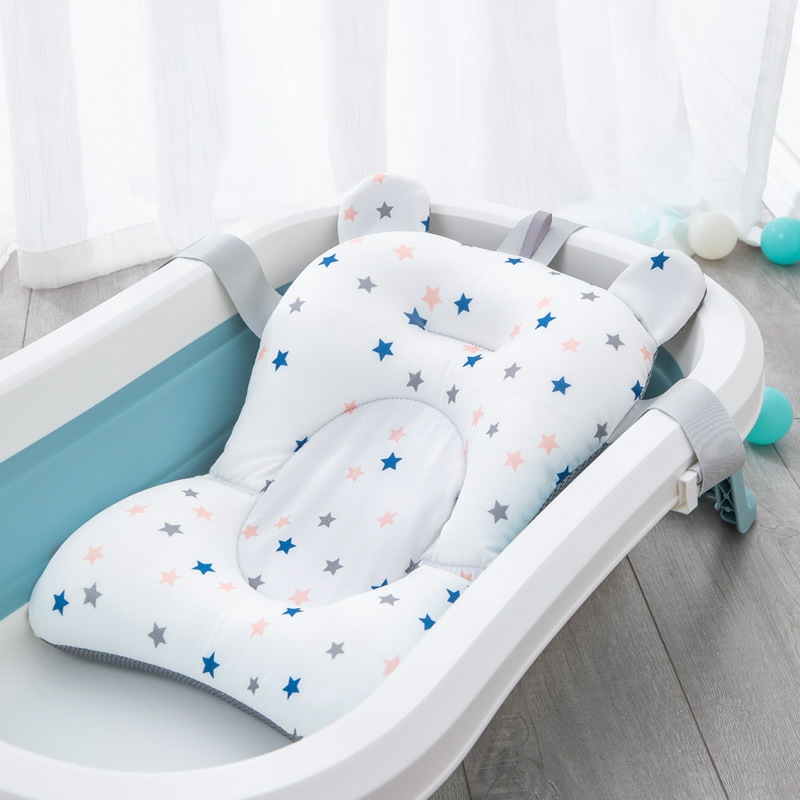 Nursery Decor | Baby Shower Bath Tub Pad Non-Slip Newborn Bathtub Mat Safety Nursing Foldable Support Comfort Body Cushion Mat Pillow Housewares blue