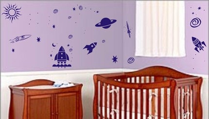 Nursery Decor | Space Scene Decal Sticker Wall Housewares Nursery Decor