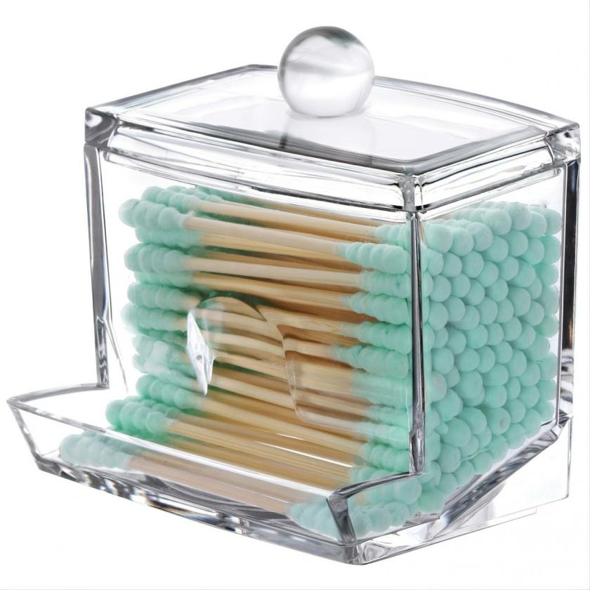 Storage And Organization | 1Pc 3.53.5In Acrylic Cotton Swabs Storage Holder Housewares Storage And Organization