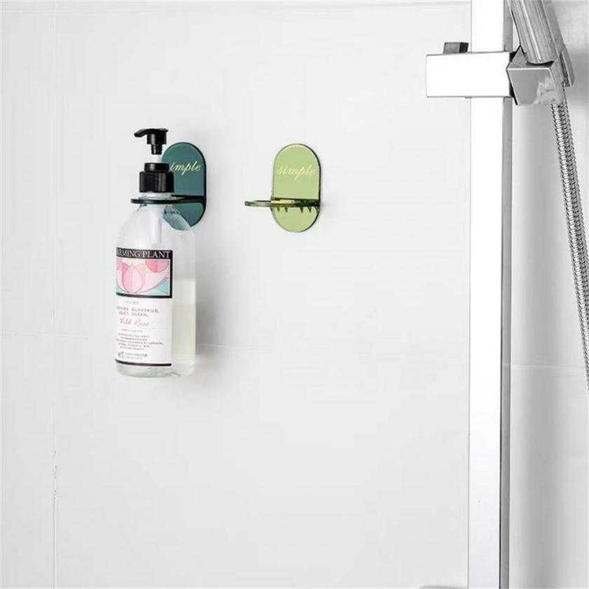 Storage And Organization | 2Pcs Bathroom Wall Rack Shower Gel Bracket Wall-Mounted Self Adhesive Shampoo Storage Holder Housewares dark green