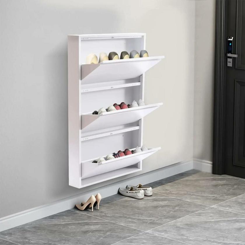 Storage And Organization | 3 Drawer Shoe Cabinet Entryway Storage Cabinet Flip Drawers Hidden Rack Wall Mounted Modern Simple Home Furniture Shoe Racks Housewares Storage And Organization