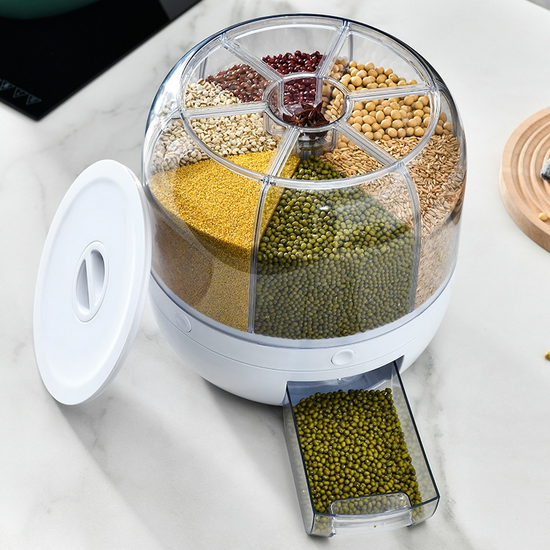 Storage And Organization | 360 Degree Rotating Rice Dispenser Sealed Dry Cereal Grain Bucket Dispenser Moisture-Proof Kitchen Food Container Storage Box Housewares Green