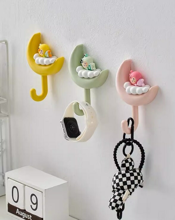 Storage And Organization | 3Pcs,Moon Pattern Living Room Wall Hook,Clothes Hanging,Creative Hook,Lovely Hook ,Room Decoration, Storage Rack,Plastic Hanger,bedroom Art Housewares Storage And Organization