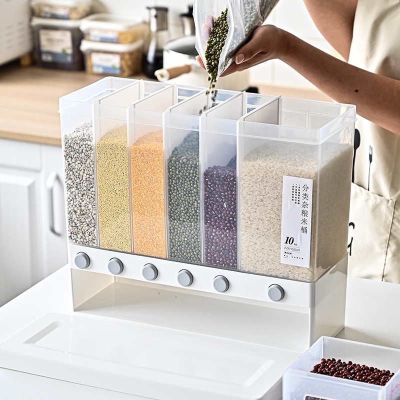 Storage And Organization | Cereal Disp Rice Bucket Grain Containers Cereal Dispenser Bucket Food Plastic Storage Box Multi Compartments Storage Dispenser Housewares Storage And Organization