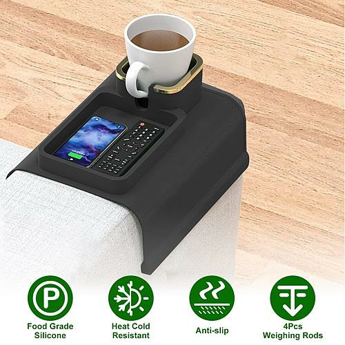 Storage And Organization | Couch Arm Cup Holder Tray Anti-Spill Anti-Slip Silicone Armrest Remote Snack Organizer For Coffee Cups Beer Bottles Cans Housewares Storage And Organization