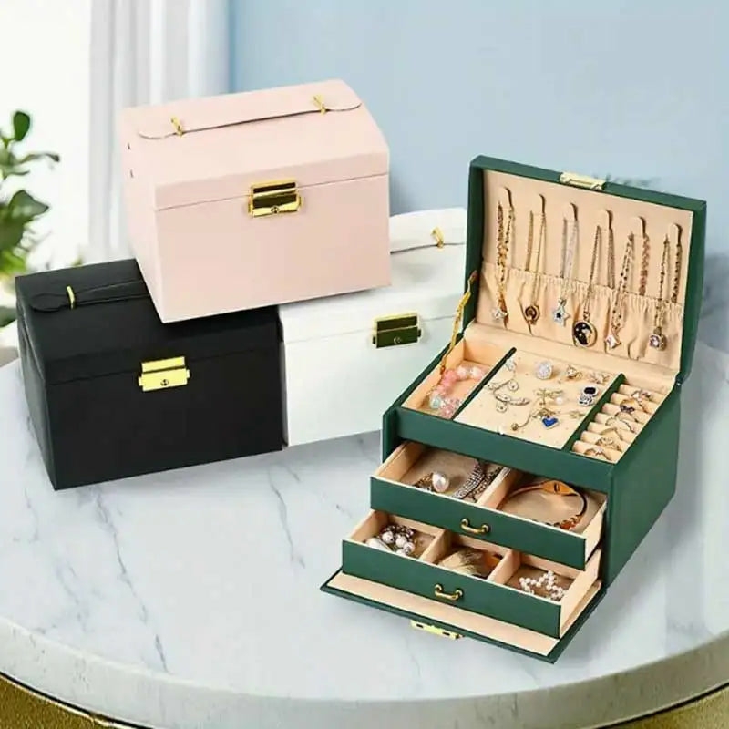 Storage And Organization | Elegant Multi-Compartment Lockable Jewelry Storage Box Housewares Black