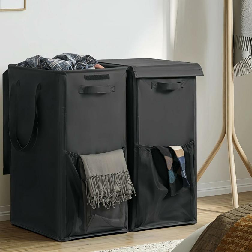 Storage And Organization | Foldable Double Laundry Hamper With Handles – Black Housewares Beige