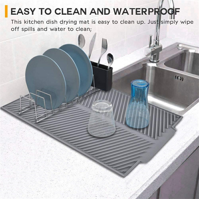 Storage And Organization | Foldable Insulated Soft Rubber Dishes Protector Sink Mat Table Kitchen Home Anti Slip Drying Dishes Drain Mat Kitchen Sink Mat Housewares blue