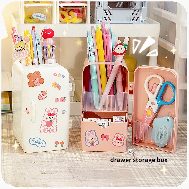 Storage And Organization | Japanese Creative Refrige Pen Holder Case Girls Cute Multifun Stationery Drawer Storage Box Housewares Green