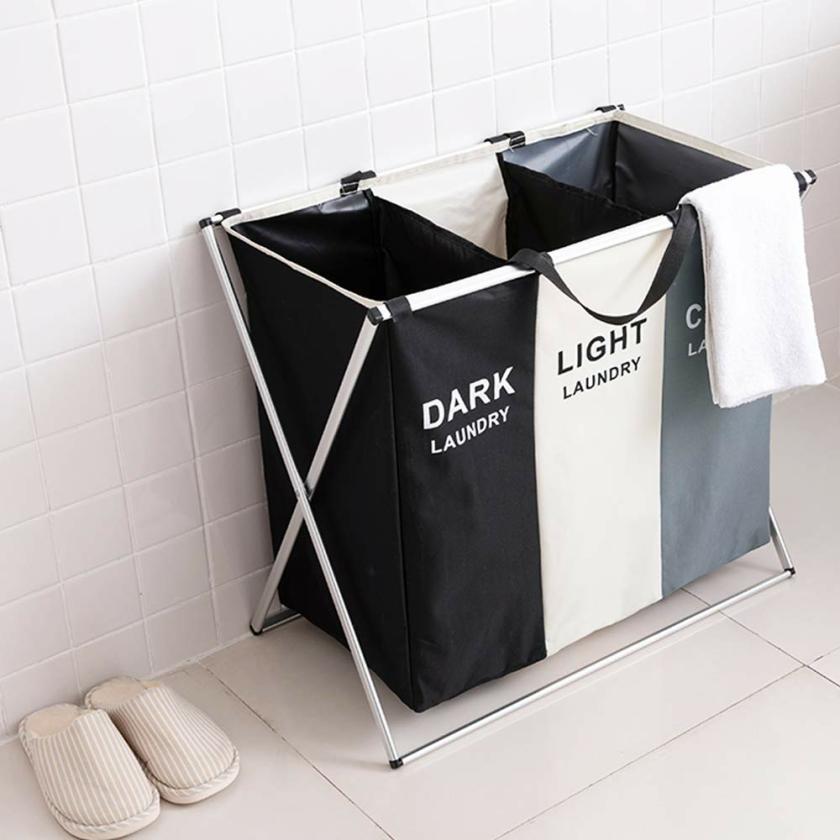 Storage And Organization | Laundry Basket Three Foldable Grid Organizer Basket Waterproof Dirty Clothes Toys Organizers Home Laundry Basket Storage Housewares Storage And Organization