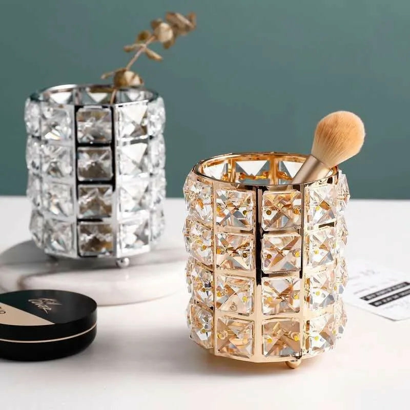 Storage And Organization | Luxe Crystal Makeup Brush Holder Housewares Gold