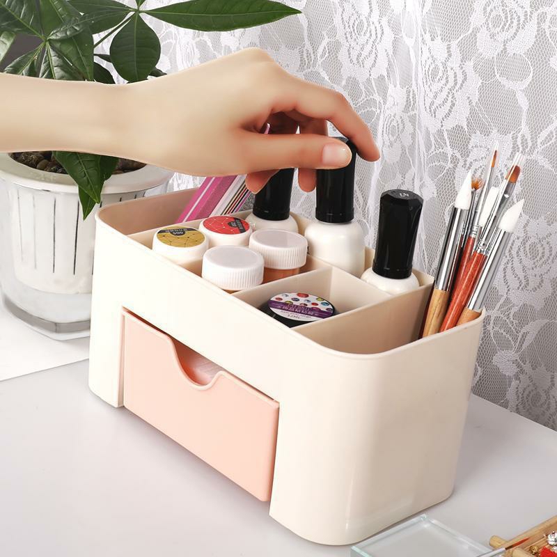 Storage And Organization | Nail Storage Box Plastic Drawer Style Easy To Clean Desktop Organization Large Capacity Cotton Swab Polishing Sand Strip Toolbox Housewares blue