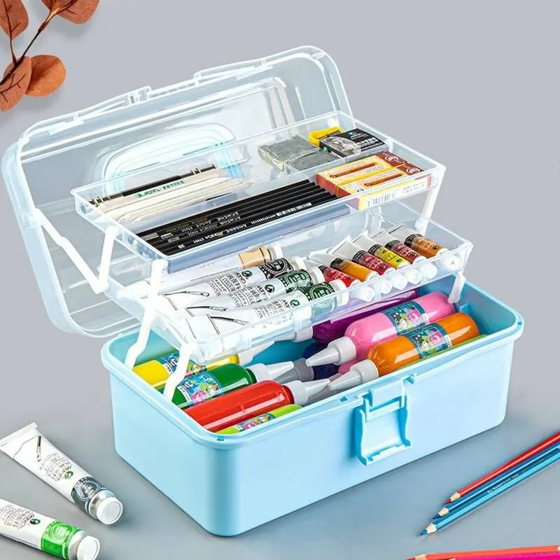 Storage And Organization | Portable Art Supplies Storage Box With Drawers Housewares blue