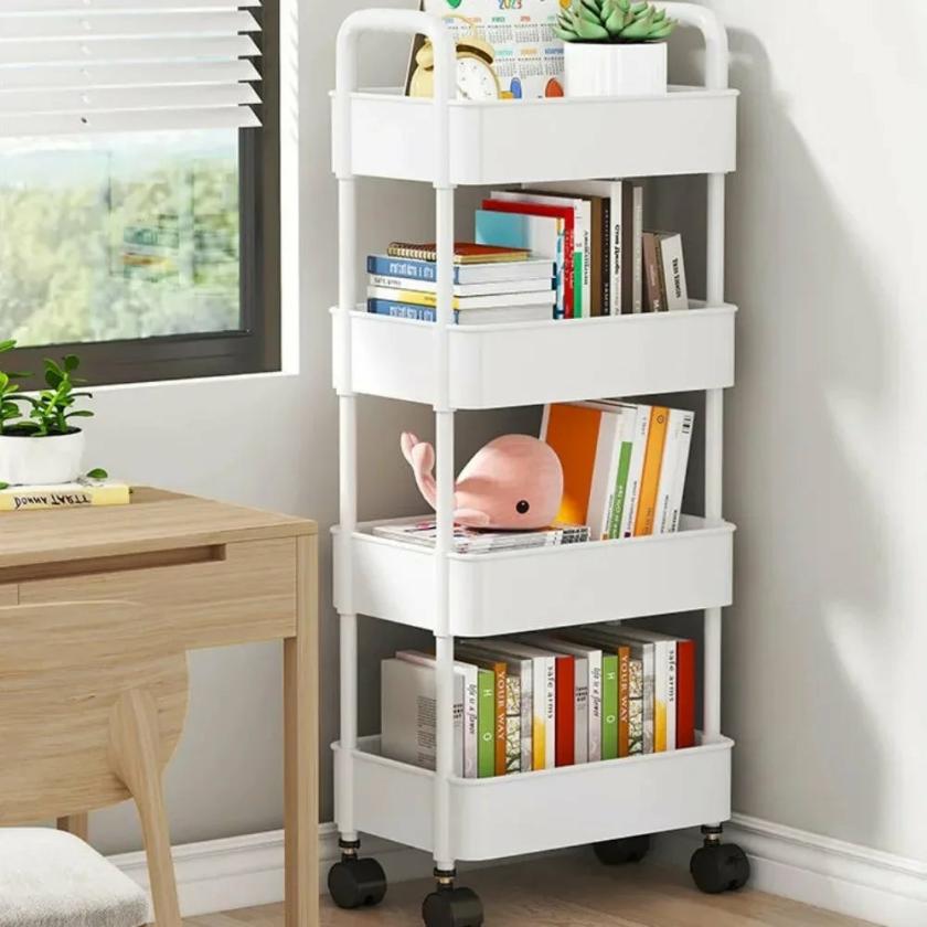 Storage And Organization | Rolling 4-Tier Storage Cart With Wheels Housewares 3 layer Black