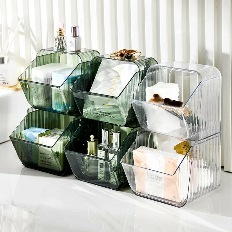 Storage And Organization | Stackable Transparent Storage Bins For Organizing Essentials Housewares Green