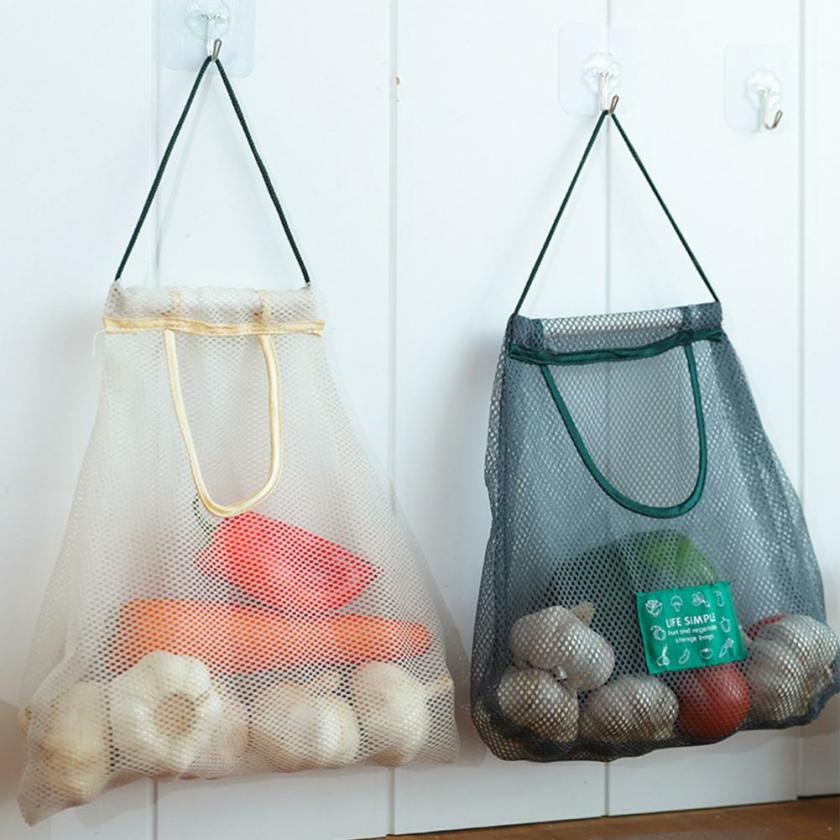 Storage And Organization | Storage Pouch Moistureproof Mesh Bag Ventilative Polyester Hanging Large Capacity Wall-Mountable Fruit Vegetable For Daily Life Housewares blue