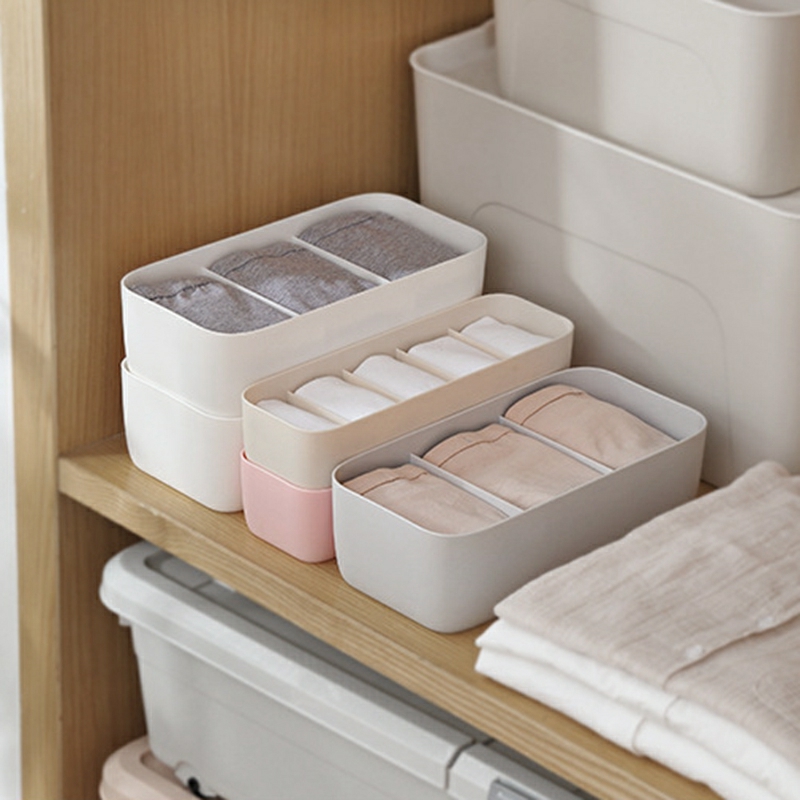 Storage And Organization | Underwear Storage Box Closet Wardrobe Clothes Compartment Boxes Drawer Jeans Socks Separation Organizer Pants Storage Housewares Beige