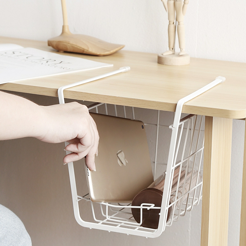 Storage And Organization | Wardrobe Storage Rack Hanging Basket Under Clapboard Kitchen Cabinet Shelf Office Desk Versatile Eco-Friendly Storage Baskets Housewares Black