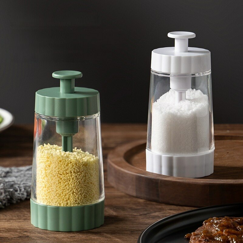 Tableware And Kitchenware | 1Pcs 0.5G Metering Seasoning Bottle Quantitative Salt Control Bottle Moisture-Proof Push Type Salt Tank Sugar Bottle Housewares Green