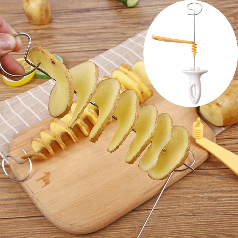 Tableware And Kitchenware | 1Set Stainless Steel Plastic Rotate Potato Slicer Twisted Potato Spiral Slice Cutter Housewares As Picture