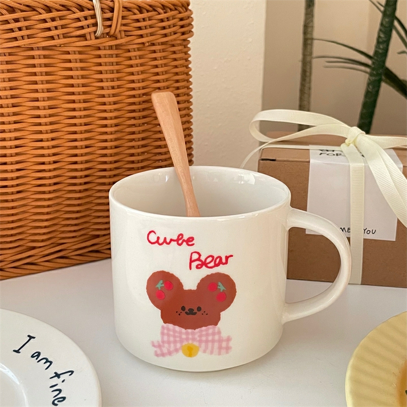 Tableware And Kitchenware | 350Ml Kawaii Bear Coffee Cup Korean Handmade Ceramic Mug Beer Tea Milk Water Creative Cup Original Breakfast Mug Birthday Gift Housewares Tableware And Kitchenware