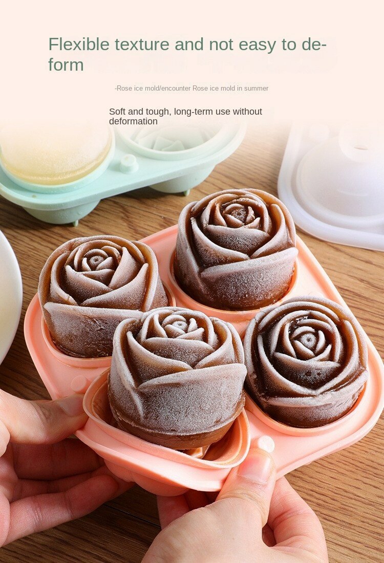 Tableware And Kitchenware | 3D Rose Ice Molds 4 Holes Ice Cube Tray Mold Flower Shape Silicone Ice Mold Ice Ball Maker Bar Ice Cube Maker Tool Housewares Green