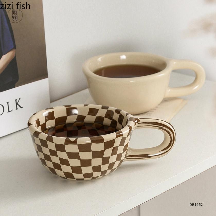 Tableware And Kitchenware | Ceramic Mug Irregular Chessboard Checkered Coffee Mug Milk Mugs Water Cup Drink Cup Juice Cups Household Tea Set Housewares Tableware And Kitchenware