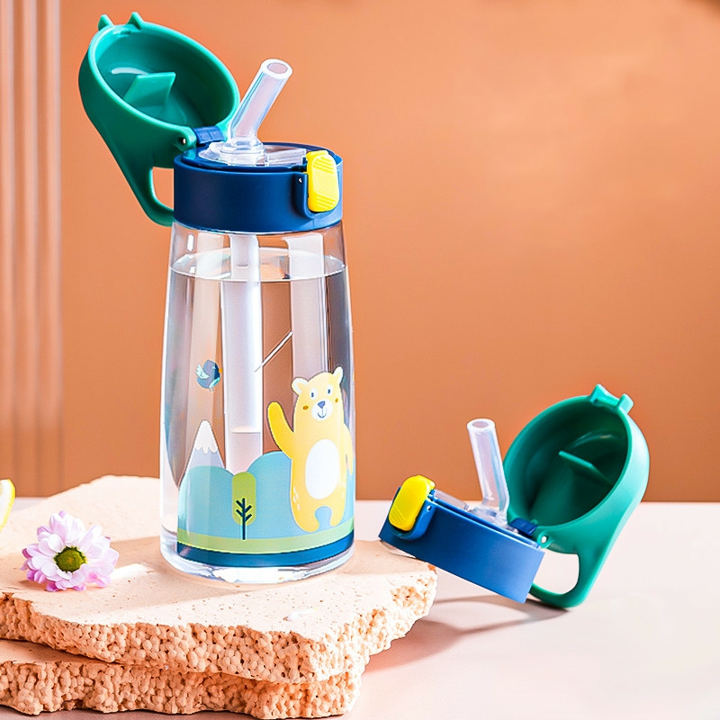 Tableware And Kitchenware | Children’s Straw Cups Leakproof Cartoon Water Kettle For School Sports Portable Housewares Green