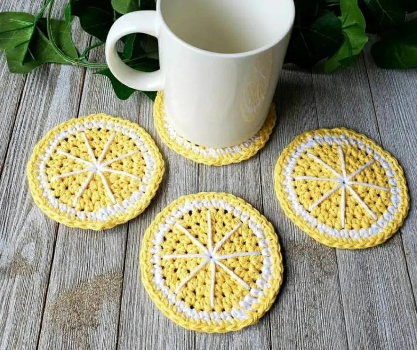 Tableware And Kitchenware | Crochet Fruit Coasters For Drinks Absorbent Woven Handmade Cotton Insulation Teapot Pads Beige Thickened For Table Housewares Green