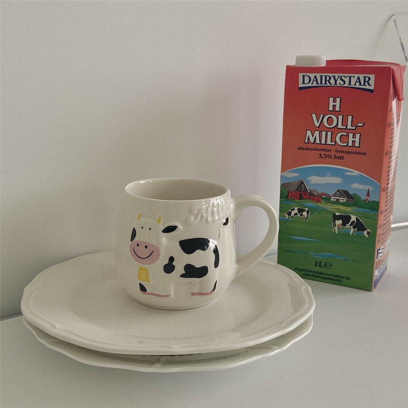 Tableware And Kitchenware | Cute Cow White Ceramic Mug Breakfast Drinkware Tea Milk Coffee Cup Housewares Tableware And Kitchenware