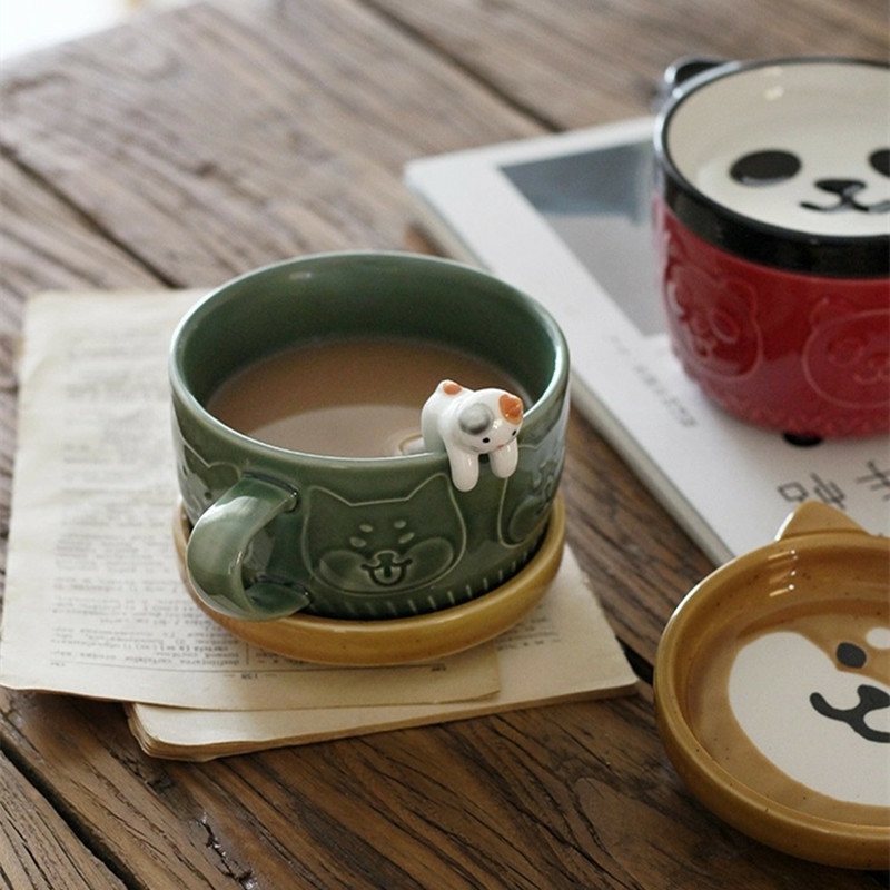 Tableware And Kitchenware | Cute Panda Ceramic Coffee Cup Saucer Decoration Home Kitchen Reusable Tea Cup Breakfast Drinking Milk Porcelain Cup Set Housewares Tableware And Kitchenware