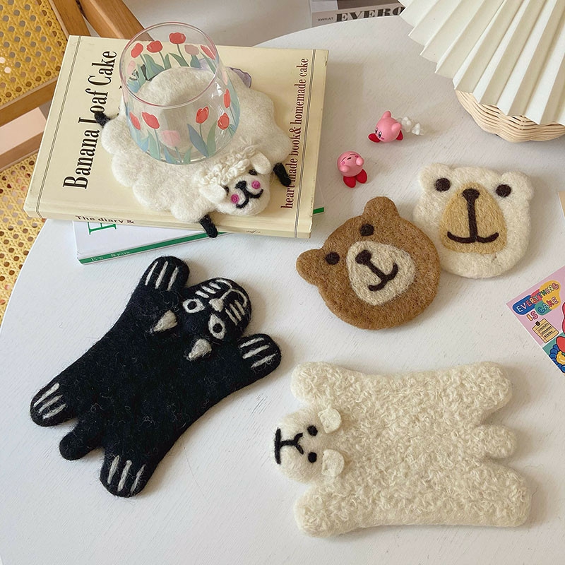 Tableware And Kitchenware | Cute Round Animal Wool Cup Coaster Kitchen Tableware Tea Dining Resistant Pad Mat Table Decoration Placemat Housewares Tableware And Kitchenware