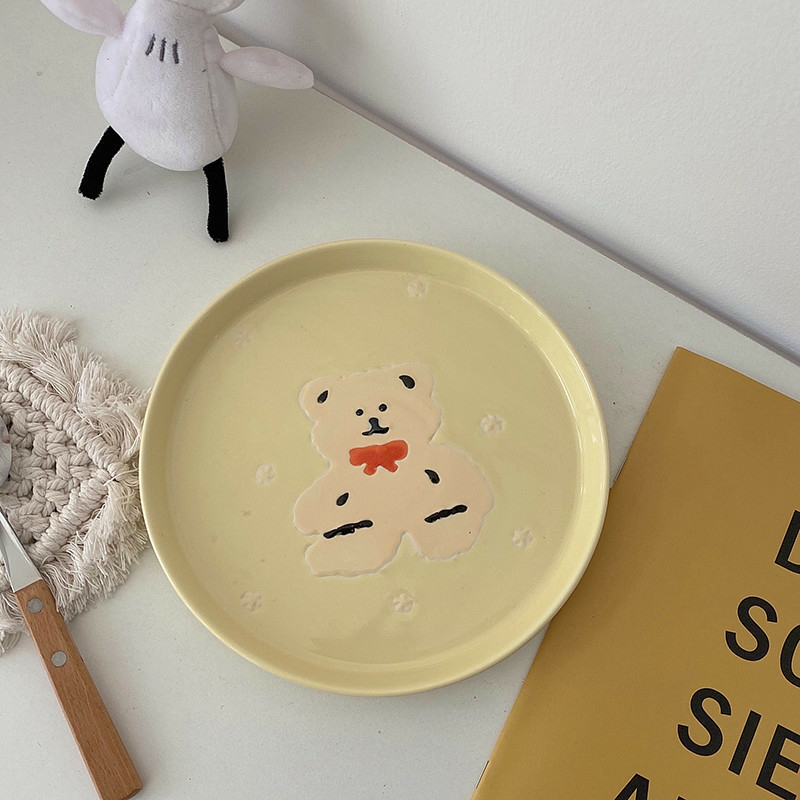 Tableware And Kitchenware | Cute Yellow Bear Ceramic Tableware Plate Kitchen Breakfast Dessert Sushi Cake Plate Home Decoration Bread Dishes Plate Housewares Tableware And Kitchenware