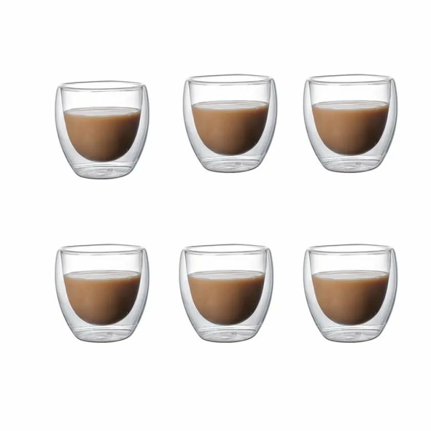 Tableware And Kitchenware | Double-Wall Glass Espresso Cups Set Of Six Housewares Tableware And Kitchenware