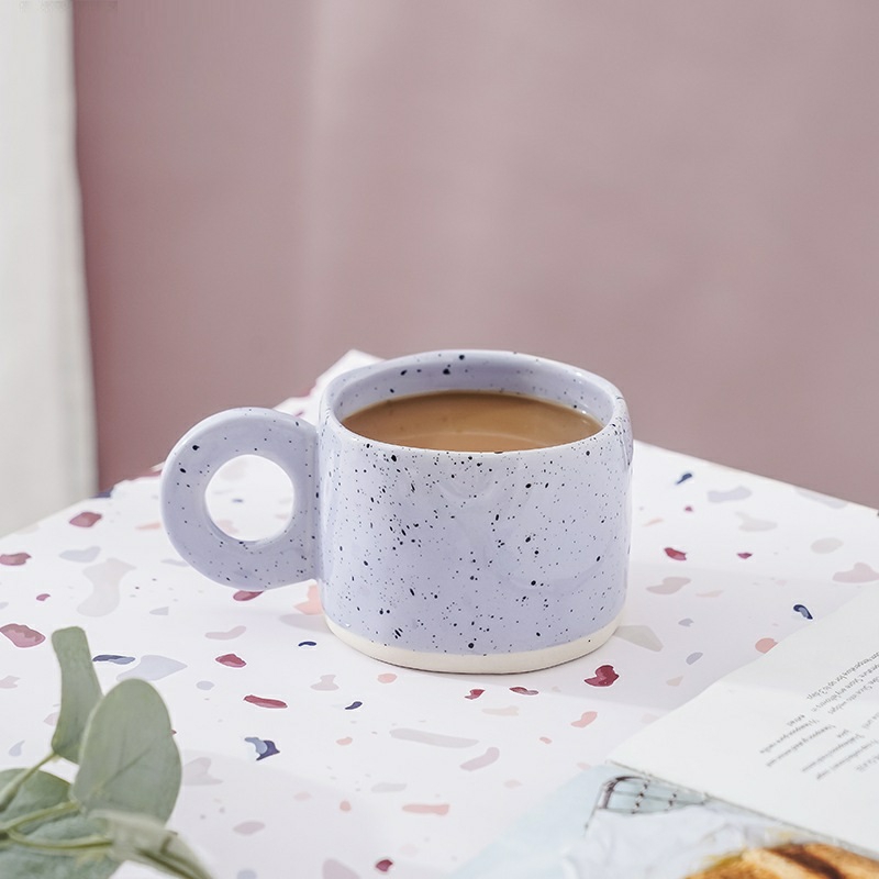 Tableware And Kitchenware | Hand-Squeezed Nordic Ceramic Coffee Mug Coarse Pottery Coffee Cup With Splashing Ink Coffeeware Creative Household Water Cup Mug Housewares Green