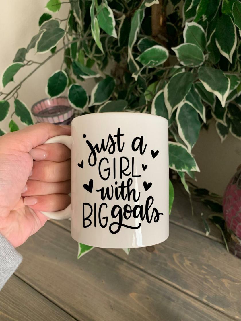 Tableware And Kitchenware | Just A Girl With Big Goals. 11 Oz Ceramic Coffee/Tea Mug. Motivation Cup. Coffee Cup.Dream Big. Housewares Black