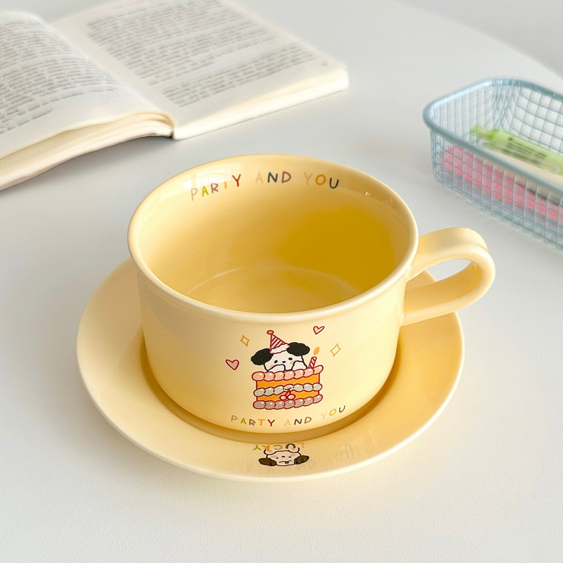 Tableware And Kitchenware | Kawaii Creative Korean Ceramic Mug Cute Dog Cartoon Straw Mug Breakfast Milk Coffee Cup Afternoon Tea Teacup Porcelain Nice Gift Housewares Tableware And Kitchenware