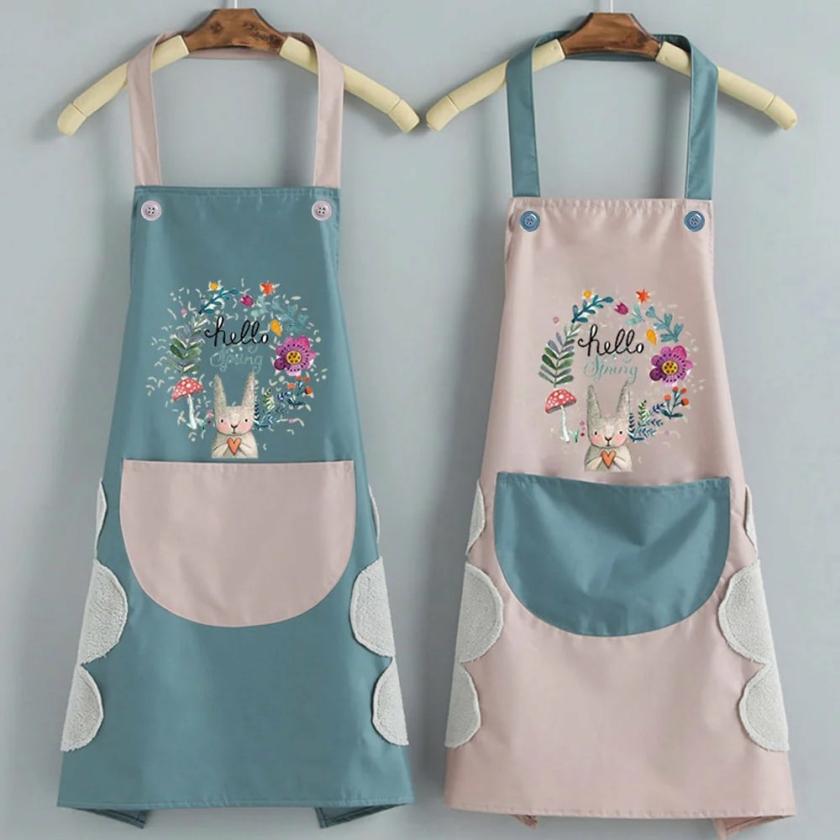 Tableware And Kitchenware | Kids Cute Bunny Print Kitchen Aprons Housewares blue