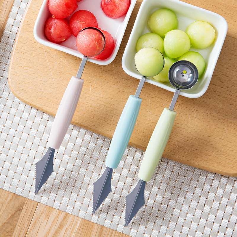 Tableware And Kitchenware | Multi Function Fruit Carving Knife Watermelon Baller Ice Cream Dig Ball Scoop Spoon Baller Kitchen Diy Cold Dishes Tools Gadgets Housewares blue