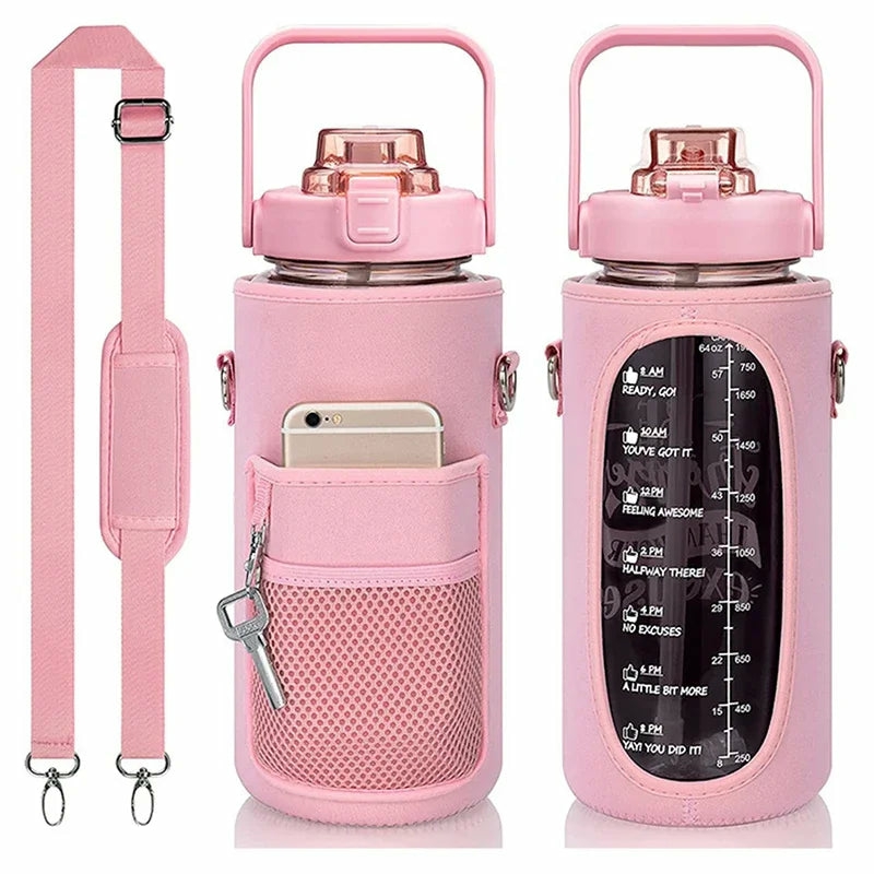 Tableware And Kitchenware | Pink Motivational Water Bottle With Sleeve Holder Housewares A