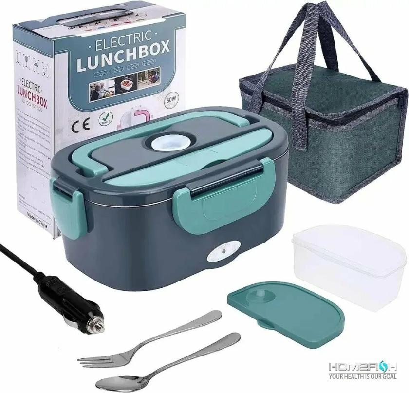 Tableware And Kitchenware | Portable Electric Heating Lunchbox With Utensils Set Housewares Green