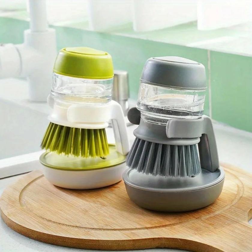 Tableware And Kitchenware | Soap Dispensing Kitchen Scrub Brush With Holder Housewares Green