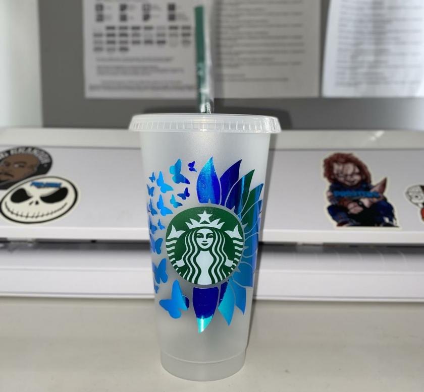 Tableware And Kitchenware | Sunflower Butterfly Starbucks Venti Reusable Cup, Starbucks Tumbler, Personalized, Limited Edition Housewares Green